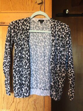 Black and Grey Leopard Print Cardigan